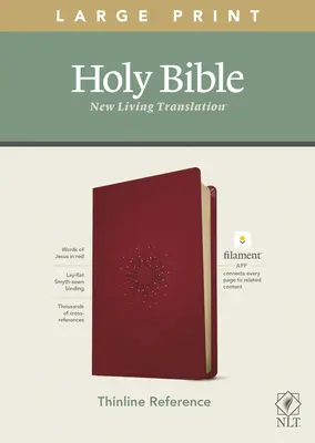 Biblia de referință NLT Large Print Thinline Reference Bible, Filament Enabled Edition (litere roșii, din piele, boabe) - NLT Large Print Thinline Reference Bible, Filament Enabled Edition (Red Letter, Leatherlike, Berry)
