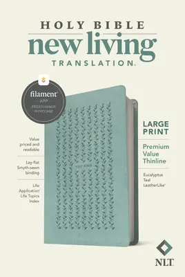 Biblia NLT cu litere subțiri, tipărire mare, ediție Filament Enabled (piele, Eucalyptus Teal) - NLT Large Print Premium Value Thinline Bible, Filament Enabled Edition (Leatherlike, Eucalyptus Teal)