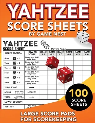 Foi de scor Yahtzee: 100 de plăcuțe mari de punctaj pentru păstrarea scorului - 8.5 x 11” Yahtzee Score Cards” - Yahtzee Score Sheets: 100 Large Score Pads for Scorekeeping - 8.5 x 11