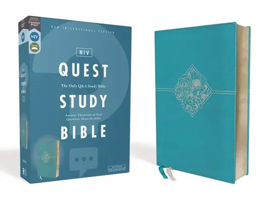 Niv, Biblia de studiu Quest, Leathersoft, Albastru, Comfort Print: Singura Biblie de studiu Q și A - Niv, Quest Study Bible, Leathersoft, Blue, Comfort Print: The Only Q and A Study Bible