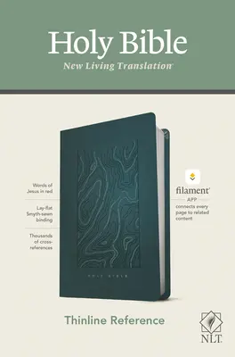 Biblia de referință NLT Thinline, Filament Enabled Edition (litere roșii, piele, albastru teal) - NLT Thinline Reference Bible, Filament Enabled Edition (Red Letter, Leatherlike, Teal Blue)