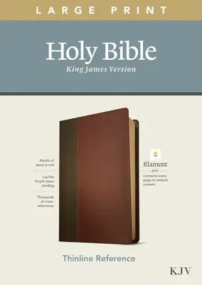 KJV Large Print Thinline Reference Bible, Filament Enabled Edition (litere roșii, aspect piele, maro/caoan) - KJV Large Print Thinline Reference Bible, Filament Enabled Edition (Red Letter, Leatherlike, Brown/Mahogany)