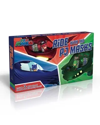 Călărește cu Pj Masks: La mașina pisicii!; Du-te, du-te, Gekko-Mobile!; Zboară sus, glider bufniță! - Ride with the Pj Masks: To the Cat-Car!; Go, Go, Gekko-Mobile!; Fly High, Owl Glider!