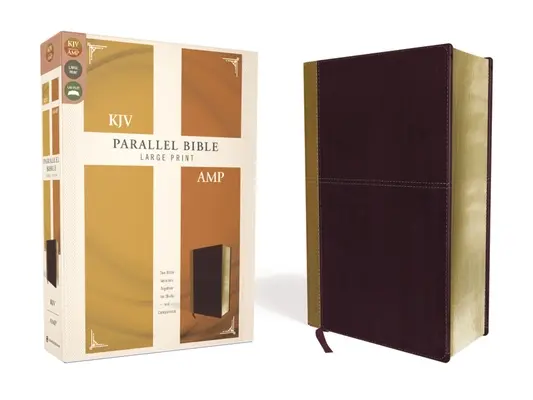 KJV, Amplified, Biblie paralelă, Large Print, Leathersoft, Tan/Burgundy, Red Letter Edition: Două versiuni ale Bibliei împreună pentru studiu și comparare - KJV, Amplified, Parallel Bible, Large Print, Leathersoft, Tan/Burgundy, Red Letter Edition: Two Bible Versions Together for Study and Comparison