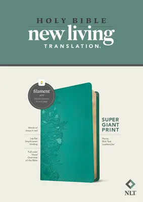 NLT Super Giant Print Bible, Filament Enabled Edition (litere roșii, piele, Peony Rich Teal) - NLT Super Giant Print Bible, Filament Enabled Edition (Red Letter, Leatherlike, Peony Rich Teal)