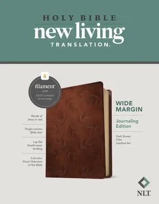 Biblia NLT cu marjă largă, ediția Filament Enabled (litere roșii, piele naturală, palmă maro închis) - NLT Wide Margin Bible, Filament Enabled Edition (Red Letter, Leatherlike, Dark Brown Palm)