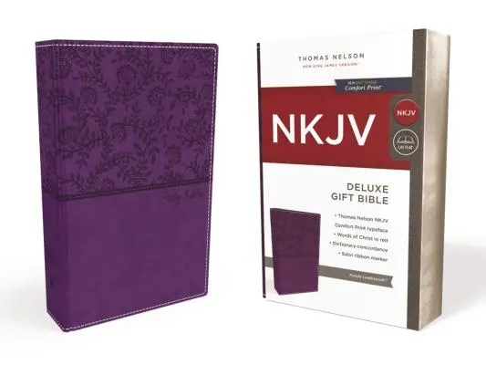 NKJV, Biblie cadou de lux, imitație de piele, violet, ediția Red Letter - NKJV, Deluxe Gift Bible, Imitation Leather, Purple, Red Letter Edition