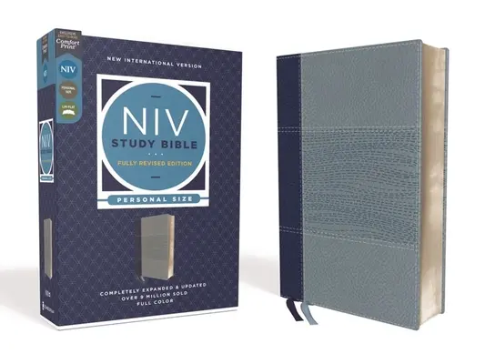 Biblia de studiu NIV, Ediție revizuită integral, Format personal, Leathersoft, Navy/Blue, Red Letter, Comfort Print - NIV Study Bible, Fully Revised Edition, Personal Size, Leathersoft, Navy/Blue, Red Letter, Comfort Print