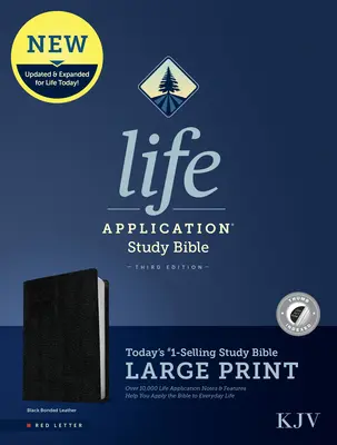 Biblia de studiu KJV Life Application, ediția a treia, cu caractere mari (litere roșii, piele de calitate superioară, neagră, indexată) - KJV Life Application Study Bible, Third Edition, Large Print (Red Letter, Bonded Leather, Black, Indexed)