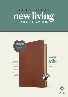 NLT Super Giant Print Bible, Filament Enabled Edition (litere roșii, piele, maro, indexată) - NLT Super Giant Print Bible, Filament Enabled Edition (Red Letter, Leatherlike, Brown, Indexed)