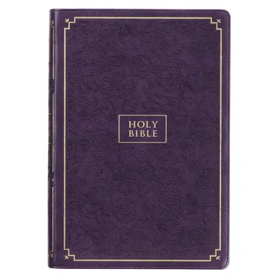 Sfânta Biblie KJV, ediție cu litere roșii în falsă piele, format uriaș - index pentru degetul mare și marker cu panglică, versiunea King James, violet floral - KJV Holy Bible, Giant Print Full-Size Faux Leather Red Letter Edition - Thumb Index & Ribbon Marker, King James Version, Purple Floral