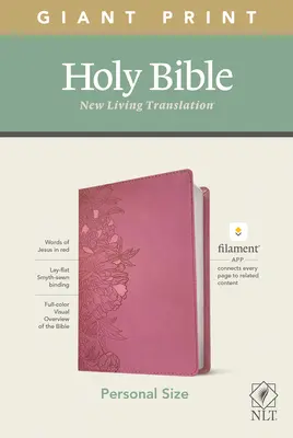 Biblia NLT Personală cu tipar gigant, ediție Filament Enabled (litere roșii, piele, roz bujor) - NLT Personal Size Giant Print Bible, Filament Enabled Edition (Red Letter, Leatherlike, Peony Pink)