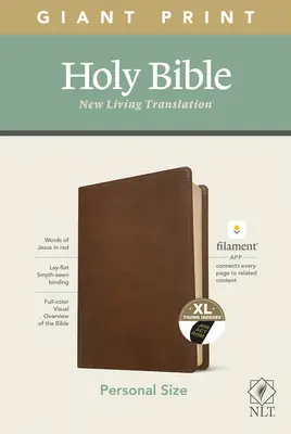 NLT Personal Size Giant Print Bible, Filament Enabled Edition (Red Letter, Leatherlike, Rustic Brown, Indexată) - NLT Personal Size Giant Print Bible, Filament Enabled Edition (Red Letter, Leatherlike, Rustic Brown, Indexed)