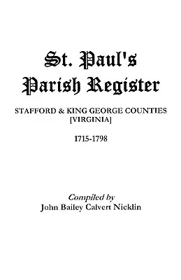 Registrul parohial St. Paul - St. Paul's Parish Register