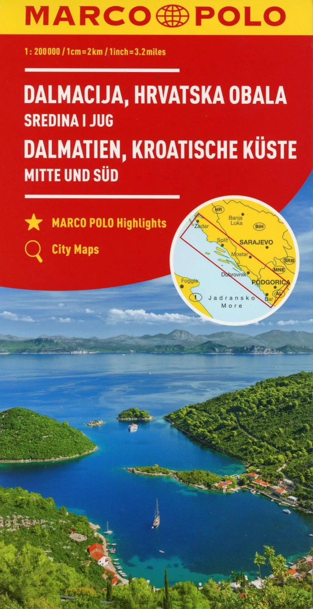 Croația Coasta Dalmată Harta Marco Polo - Croatia Dalmatian Coast Marco Polo Map