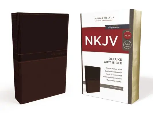 NKJV, Biblie cadou de lux, imitație de piele, maro, ediție cu litere roșii - NKJV, Deluxe Gift Bible, Imitation Leather, Tan, Red Letter Edition