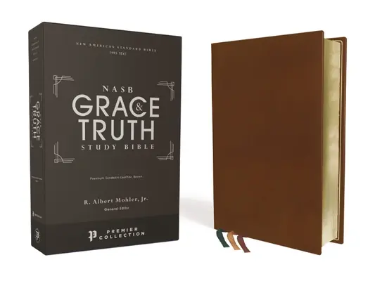 Niv, Biblia de studiu Har și Adevăr, piele de capră premium, maro, colecția Premier, litere negre, text din 1995, margini aurite de artă, imprimare confortabilă - Nasb, the Grace and Truth Study Bible, Premium Goatskin Leather, Brown, Premier Collection, Black Letter, 1995 Text, Art Gilded Edges, Comfort Print