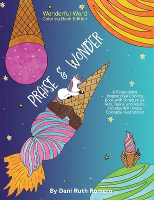 Praise & Wonder - Carte de colorat inspirațională pe o singură față cu Scriptura pentru copii, adolescenți și adulți, 40+ ilustrații colorabile unice - Praise & Wonder - Single-sided Inspirational Coloring Book with Scripture for Kids, Teens, and Adults, 40+ Unique Colorable Illustrations