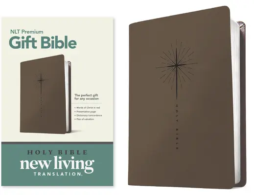 Premium Gift Bible NLT (Literă roșie, piele, Star Cross Taupe) - Premium Gift Bible NLT (Red Letter, Leatherlike, Star Cross Taupe)