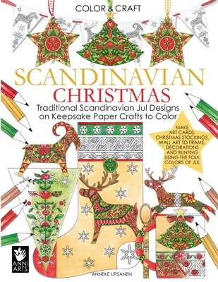 Crăciun scandinav: Desene tradiționale scandinave Jul pe hârtie Keepsake Crafts to Color - Scandinavian Christmas: Traditional Scandinavian Jul Designs on Keepsake Paper Crafts to Color
