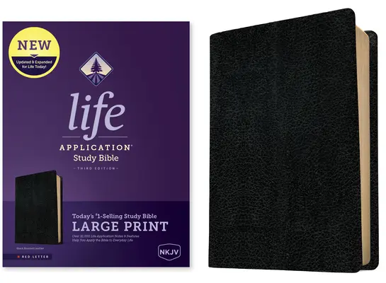 NKJV Life Application Study Bible, Third Edition, Large Print (Literă roșie, piele întărită, negru) - NKJV Life Application Study Bible, Third Edition, Large Print (Red Letter, Bonded Leather, Black)