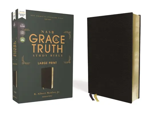 Nasb, Biblia de studiu Har și Adevăr, tipar mare, piele europeană întărită, negru, litere roșii, text 1995, imprimare confortabilă - Nasb, the Grace and Truth Study Bible, Large Print, European Bonded Leather, Black, Red Letter, 1995 Text, Comfort Print