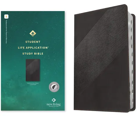 NLT Student Life Application Study Bible, Filament Enabled Edition (Literă roșie, piele naturală, dungi gri cărbune, indexată) - NLT Student Life Application Study Bible, Filament Enabled Edition (Red Letter, Leatherlike, Charcoal Gray Striped, Indexed)