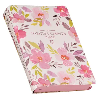 Biblia pentru creștere spirituală, Biblia de studiu, NLT - New Living Translation Sfânta Biblie, piele artificială, roz violet imprimat floral - The Spiritual Growth Bible, Study Bible, NLT - New Living Translation Holy Bible, Faux Leather, Pink Purple Printed Floral
