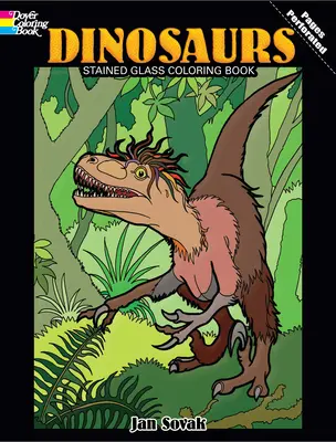 Cartea de colorat Dinosaurs Stained Glass - Dinosaurs Stained Glass Coloring Book