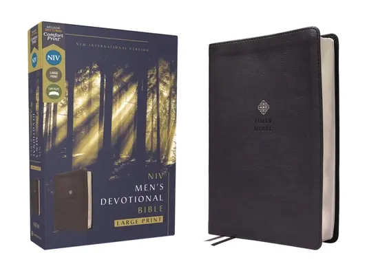 Niv, Biblie devoțională pentru bărbați, Tipar mare, Leathersoft, Negru, Comfort Print - Niv, Men's Devotional Bible, Large Print, Leathersoft, Black, Comfort Print