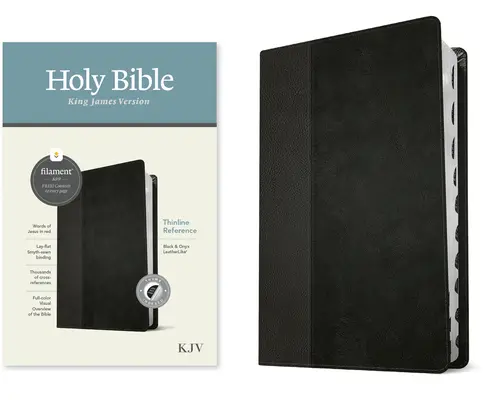 KJV Thinline Reference Bible, Filament Enabled Edition (Literă roșie, piele naturală, negru/Onyx, indexată) - KJV Thinline Reference Bible, Filament Enabled Edition (Red Letter, Leatherlike, Black/Onyx, Indexed)