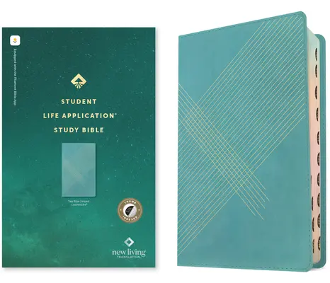 NLT Student Life Application Study Bible, Filament Enabled Edition (Literă roșie, piele naturală, cu dungi albastru teal, Indexată) - NLT Student Life Application Study Bible, Filament Enabled Edition (Red Letter, Leatherlike, Teal Blue Striped, Indexed)