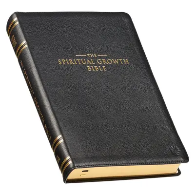 The Spiritual Growth Bible, Study Bible, NLT - New Living Translation Holy Bible, piele plină de calitate superioară, negru - The Spiritual Growth Bible, Study Bible, NLT - New Living Translation Holy Bible, Premium Full Grain Leather, Black