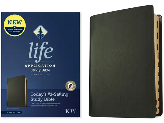 Biblia de studiu KJV Life Application, ediția a treia (litere roșii, piele naturală, neagră, indexată) - KJV Life Application Study Bible, Third Edition (Red Letter, Genuine Leather, Black, Indexed)