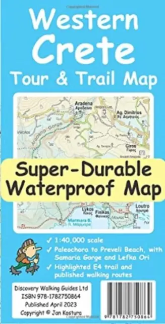 Creta de Vest Tur și traseu Super-Durable Map - Western Crete Tour & Trail Super-Durable Map