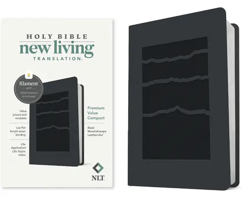 NLT Premium Value Compact Bible, Filament-Enabled Edition (piele naturală, Black Mountainscape) - NLT Premium Value Compact Bible, Filament-Enabled Edition (Leatherlike, Black Mountainscape)