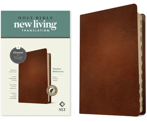 NLT Thinline Reference Bible, Filament-Enabled Edition (piele naturală, maro, indexată, litere roșii) - NLT Thinline Reference Bible, Filament-Enabled Edition (Genuine Leather, Brown, Indexed, Red Letter)