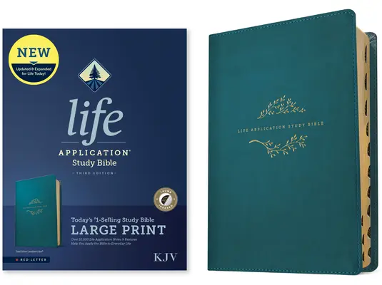 KJV Life Application Study Bible, Third Edition, Large Print (piele, albastru teal, indexată, litere roșii) - KJV Life Application Study Bible, Third Edition, Large Print (Leatherlike, Teal Blue, Indexed, Red Letter)