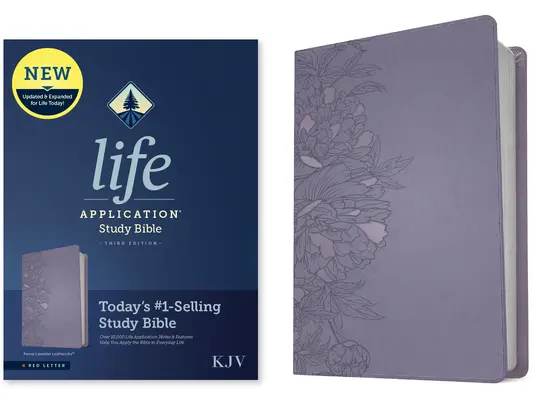 Biblia de studiu KJV Life Application, ediția a treia (din piele, Peony Lavender, litere roșii) - KJV Life Application Study Bible, Third Edition (Leatherlike, Peony Lavender, Red Letter)