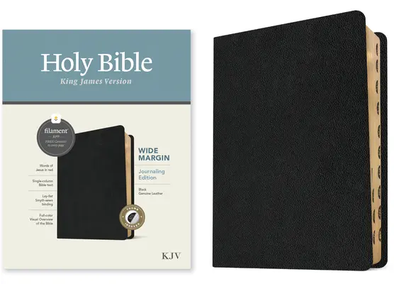 Biblia KJV cu marjă largă, ediție Filament-Enabled (piele naturală, neagră, indexată, litere roșii) - KJV Wide Margin Bible, Filament-Enabled Edition (Genuine Leather, Black, Indexed, Red Letter)