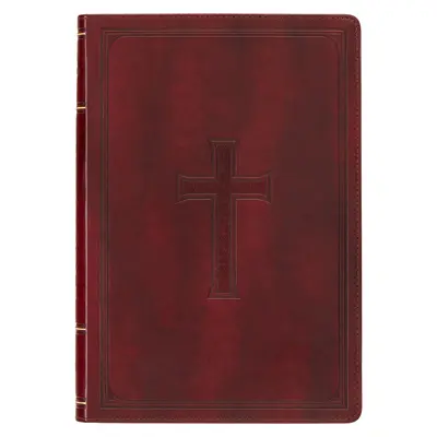 Sfânta Biblie KJV, Ediție Thinline cu litere roșii, din piele naturală, tipărită mare - Index pentru deget și marker cu panglică, versiunea King James, Burgundy - KJV Holy Bible, Thinline Large Print Faux Leather Red Letter Edition - Thumb Index & Ribbon Marker, King James Version, Burgundy