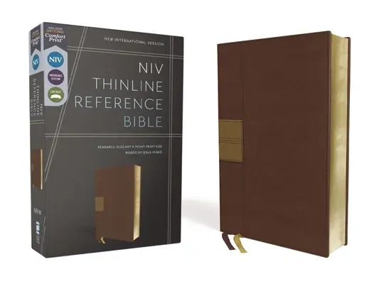Niv, Biblie de referință Thinline, Leathersoft, maro, litere roșii, Comfort Print - Niv, Thinline Reference Bible, Leathersoft, Brown, Red Letter, Comfort Print