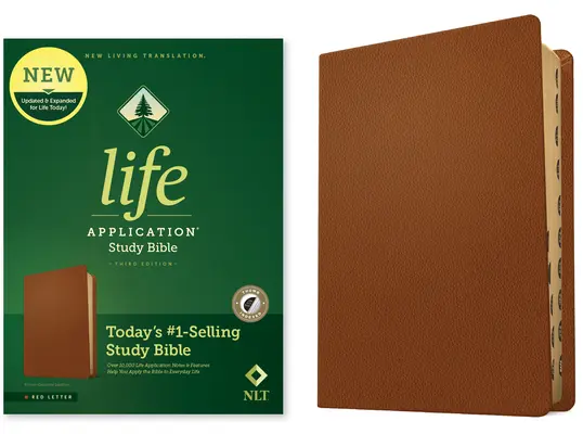 Biblia de studiu NLT Life Application, ediția a treia (piele naturală, maro, indexată, litere roșii) - NLT Life Application Study Bible, Third Edition (Genuine Leather, Brown, Indexed, Red Letter)