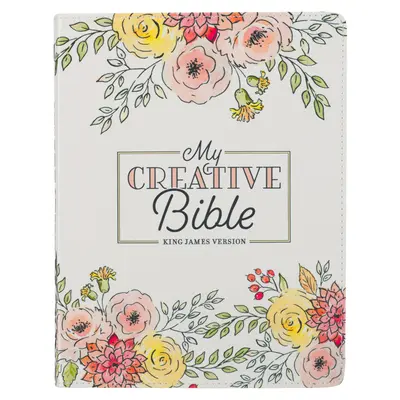 Sfânta Biblie KJV, Biblia mea creativă, copertă flexibilă din piele naturală - marker cu panglică, versiunea King James, alb floral - KJV Holy Bible, My Creative Bible, Faux Leather Flexible Cover - Ribbon Marker, King James Version, White Floral