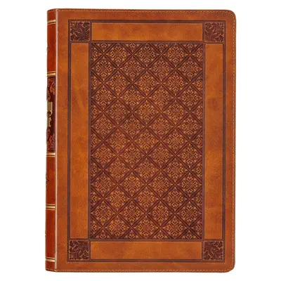 Sfânta Biblie KJV, Ediție cu litere roșii din piele naturală cu tipar uriaș - Index pentru degetul mare și marker cu panglică, versiunea King James, Brown Diamond - KJV Holy Bible, Giant Print Full-Size Faux Leather Red Letter Edition - Thumb Index & Ribbon Marker, King James Version, Brown Diamond