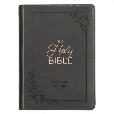 Sfânta Biblie KJV, Ediție compactă cu litere roșii, tipărită cu caractere mari, din piele naturală - marker cu panglică, versiunea King James, gri - KJV Holy Bible, Compact Large Print Faux Leather Red Letter Edition - Ribbon Marker, King James Version, Gray