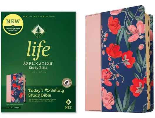 NLT Life Application Study Bible, Third Edition (piele naturală, roz floare de seară, indexată, cu litere roșii) - NLT Life Application Study Bible, Third Edition (Leatherlike, Pink Evening Bloom, Indexed, Red Letter)