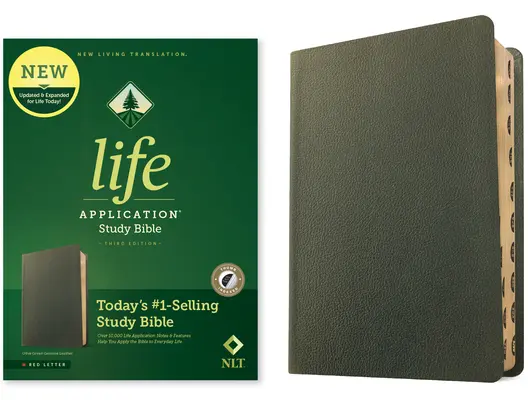 NLT Life Application Study Bible, Third Edition (piele naturală, verde măslin, indexată, cu litere roșii) - NLT Life Application Study Bible, Third Edition (Genuine Leather, Olive Green, Indexed, Red Letter)