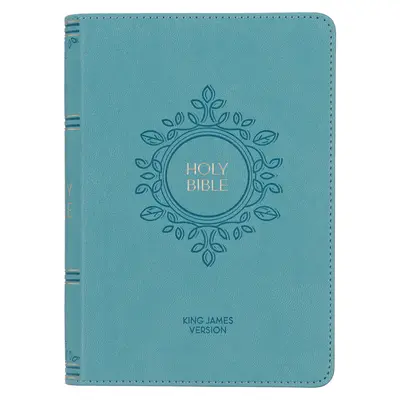 Sfânta Biblie KJV, ediție compactă cu litere roșii din piele naturală cu tipar mare - marker cu panglică, versiunea King James, teal - KJV Holy Bible, Compact Large Print Faux Leather Red Letter Edition - Ribbon Marker, King James Version, Teal