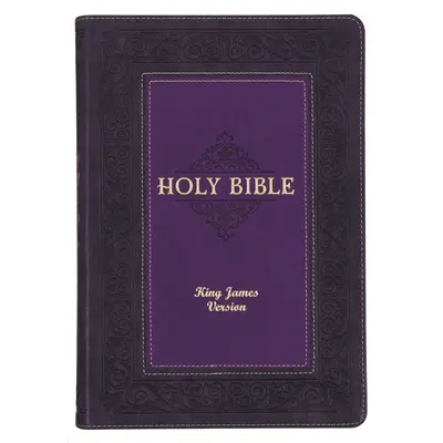 Biblia de studiu KJV, Biblie Sfântă King James Version cu tipar mare, file cu degetul mare, panglici, imitație de piele mov cu două tonuri în relief - KJV Study Bible, Large Print King James Version Holy Bible, Thumb Tabs, Ribbons, Faux Leather Purple Two-Tone Debossed